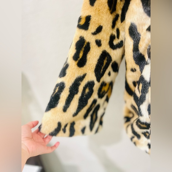 asos brand cheeta fur coat size 10 NNT - Picture 5 of 15